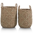 Zestaw 2 koszy RIO – COCO maison – Pleciony Design z Miętowym Detalem