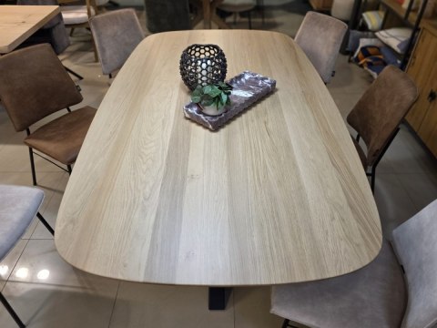 [R, od ręki] Stół Owalny SHIMLA 210 cm - Lity Dąb / Metalowa Noga Design