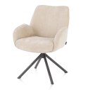 Fotel Obrotowy RILEY - Sprężyny Kieszeniowe - Tkanina Chenille - Kolor Crème