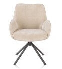 Fotel Obrotowy RILEY - Sprężyny Kieszeniowe - Tkanina Chenille - Kolor Crème