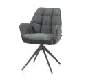 [na zamówienie] Krzesło jadalniane z podłokietnikami Bell - Antracyt / Miks Tkanin CALABRIA- VADA / Obrotowe