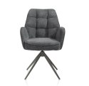 [na zamówienie] Krzesło jadalniane z podłokietnikami Bell - Antracyt / Miks Tkanin CALABRIA- VADA / Obrotowe