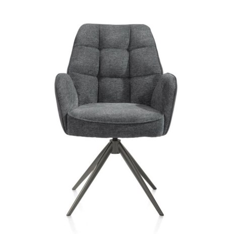 [na zamówienie] Krzesło jadalniane z podłokietnikami Bell - Antracyt / Miks Tkanin CALABRIA- VADA / Obrotowe