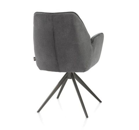 [na zamówienie] Krzesło jadalniane z podłokietnikami Bell - Antracyt / Miks Tkanin CALABRIA- VADA / Obrotowe