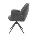 [na zamówienie] Krzesło jadalniane z podłokietnikami Bell - Antracyt / Miks Tkanin CALABRIA- VADA / Obrotowe