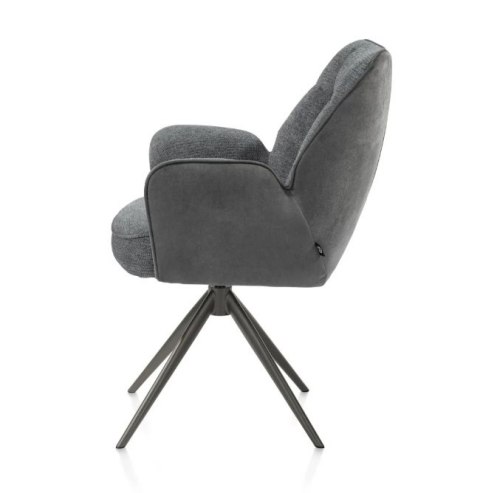 [na zamówienie] Krzesło jadalniane z podłokietnikami Bell - Antracyt / Miks Tkanin CALABRIA- VADA / Obrotowe