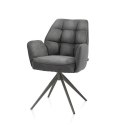 [na zamówienie] Krzesło jadalniane z podłokietnikami Bell - Antracytowa Mikrofibra CALABRIA / Obrotowe