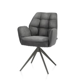 [na zamówienie] Krzesło jadalniane z podłokietnikami Bell - Antracytowa Mikrofibra CALABRIA / Obrotowe