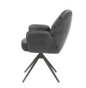 [na zamówienie] Krzesło jadalniane z podłokietnikami Bell - Antracytowa Mikrofibra CALABRIA / Obrotowe