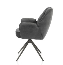 [na zamówienie] Krzesło jadalniane z podłokietnikami Bell - Antracytowa Mikrofibra CALABRIA / Obrotowe