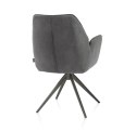 [na zamówienie] Krzesło jadalniane z podłokietnikami Bell - Antracytowa Mikrofibra CALABRIA / Obrotowe