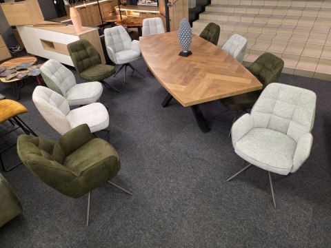 [na zamówienie] Krzesło jadalniane z podłokietnikami Bell - Antracytowa Mikrofibra CALABRIA / Obrotowe