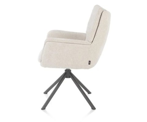[od ręki] Fotel obrotowy JUNA, tkanina Livigno chenille kremowy, rama metal grafit