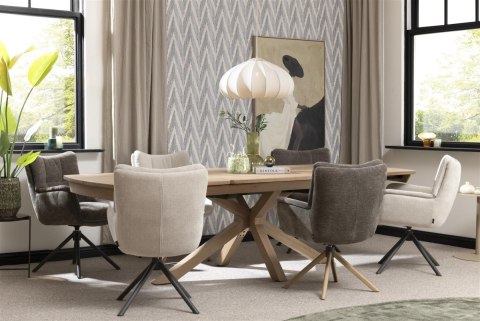 [od ręki] Fotel obrotowy JUNA, tkanina Livigno chenille kremowy, rama metal grafit