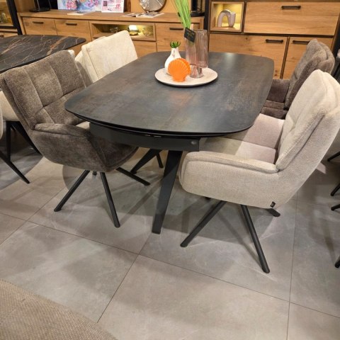 [od ręki] Fotel obrotowy JUNA, tkanina Livigno chenille kremowy, rama metal grafit