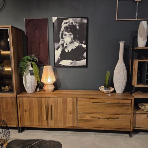 [K] Komoda Everest 220 cm - Wędzone Mango i Metal - Happy@Home