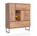 [K, defekt] Wysoka komoda Trapani 120 cm - Wędzony Fornir Mango, LED | Industrial