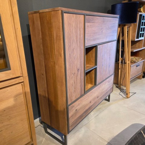 [K, defekt] Wysoka komoda Trapani 120 cm - Wędzony Fornir Mango, LED | Industrial