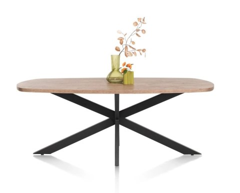 [M] Owalny Stół PAVAROTTI - 210 cm, Blat HPL Barnwood, Loft/Modern/ Centralna noga