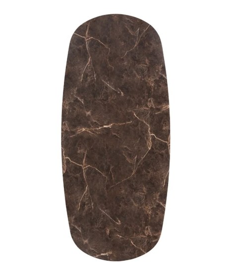[M] Owalny stół jadalniany Caletta 240 x 105 cm - Marble Brown HPL, czarna metalowa noga