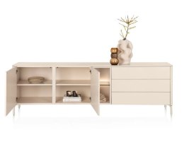 [R, defekt] Designerska komoda Trentino 240 cm - Lakier Krem, LED, system Push-to-Open