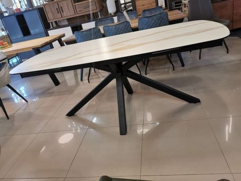 [M, od ręki] Stół rozkładany Xooon Montello 200 + 2 x 50 cm x 100 cm white ceramika na szkle hartowanym