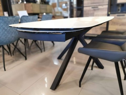 [M, od ręki] Stół rozkładany Xooon Montello 200 + 2 x 50 cm x 100 cm white ceramika na szkle hartowanym