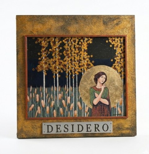 Obraz Ręcznie Malowany 3D "Pożądanie" - Leśna Nimfa z Tabliczką