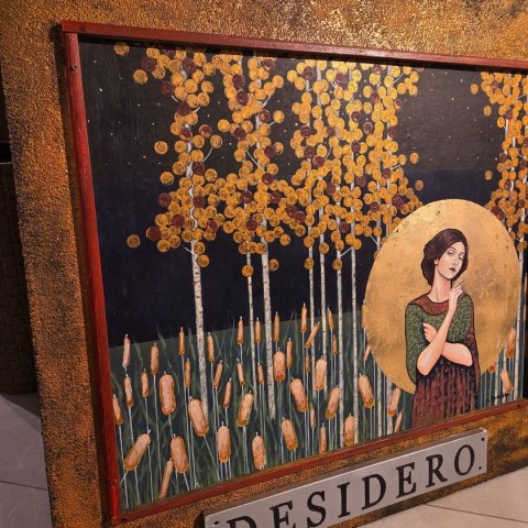 Obraz Ręcznie Malowany 3D "Pożądanie" - Leśna Nimfa z Tabliczką