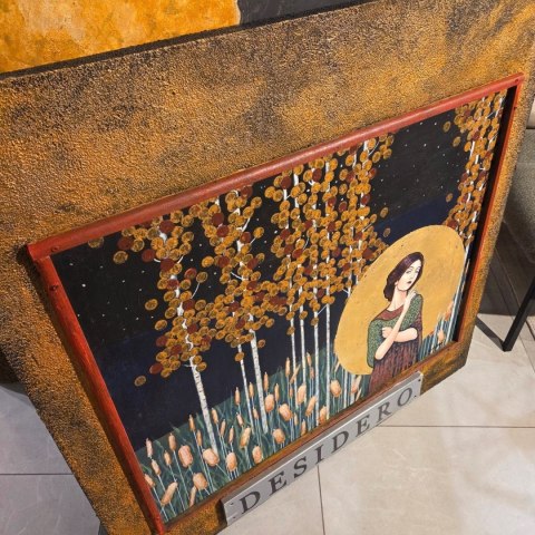 Obraz Ręcznie Malowany 3D "Pożądanie" - Leśna Nimfa z Tabliczką