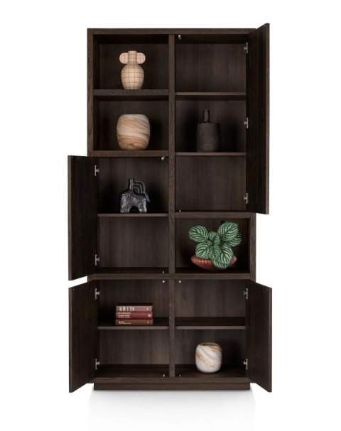 Regał/witryna GIJON - Fornir Dębowy, Lakier Platinum, 215 cm/ Henders& Hazel