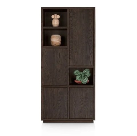 Regał/witryna GIJON - Fornir Dębowy, Lakier Platinum, 215 cm/ Henders& Hazel