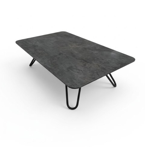 Stolik kawowy Brest 120 x 75 cm - optyka ciemnego betonu/antracytu, HPL, czarne nogi