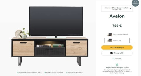 [K, defekt] Szafka RTV 180 cm H&H Avalon/ Avalox natural VINTAGE OAK