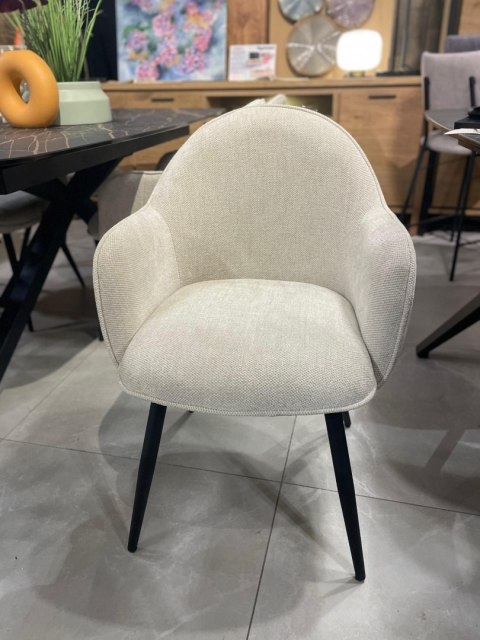 [fabrycznie nowe] Fotel Jadalniany Habufa Astoria - Tkanina Livigno, Kolor Kremowy