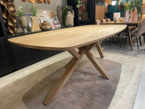 (K, od ręki) Stół Hybryda ARVADA & SHIMLA 220 x 110 cm - lity dąb, owalny blat, skandynawski design