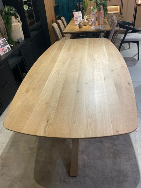 (K, od ręki) Stół Hybryda ARVADA & SHIMLA 220 x 110 cm - lity dąb, owalny blat, skandynawski design