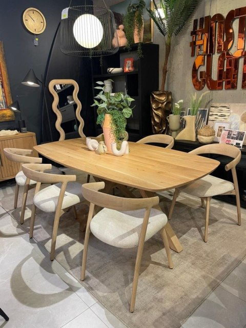 (K, od ręki) Stół Hybryda ARVADA & SHIMLA 220 x 110 cm - lity dąb, owalny blat, skandynawski design