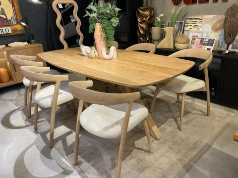 (K, od ręki) Stół Hybryda ARVADA & SHIMLA 220 x 110 cm - lity dąb, owalny blat, skandynawski design