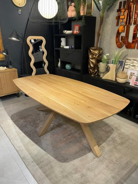 (K, od ręki) Stół Hybryda ARVADA & SHIMLA 220 x 110 cm - lity dąb, owalny blat, skandynawski design