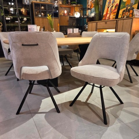 Krzesło do jadalni CHRIS - Tkanina szenilowa LIVIGNO Grey, sprężyny kieszeniowe, Henders & Hazel