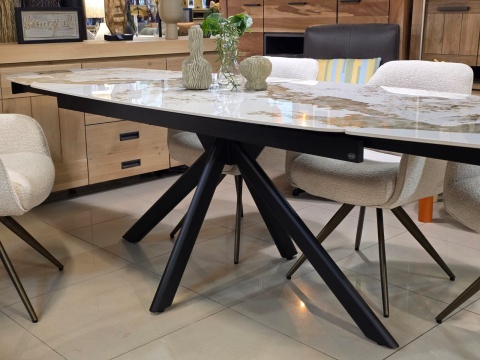 [R,od ręki] Stół Rozkładany AXELLE 180-260 cm - Ceramika Pandora White