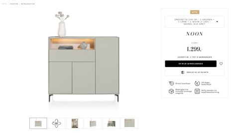 (M, defekt) Nowoczesna Komoda Dressette NOON Xooon 148 cm Silk Grey