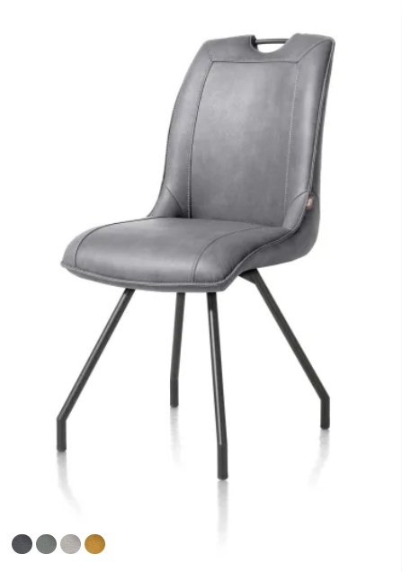 [Fabrycznie nowe] Krzesło jadalniane MICHIEL – Skóra Pala, Nogi Metalowe (Personalizacja)
