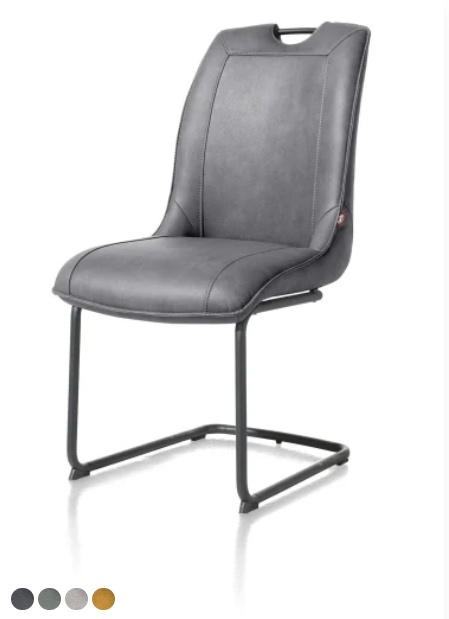 [Fabrycznie nowe] Krzesło jadalniane MICHIEL – Skóra Pala, Nogi Metalowe (Personalizacja)