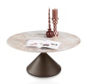 [fabrycznie nowy, na zamówienie] Okrągły Stolik Kawowy Avelli 90 cm – Ceramiczny Blat, Metalowa Podstawa Steelbrown