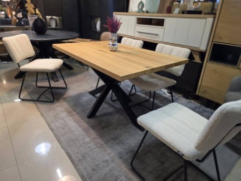 [R, od ręki] Stół dębowy NORDIC 140x90 cm - lity dąb 4 cm, centralna noga, lakier mat