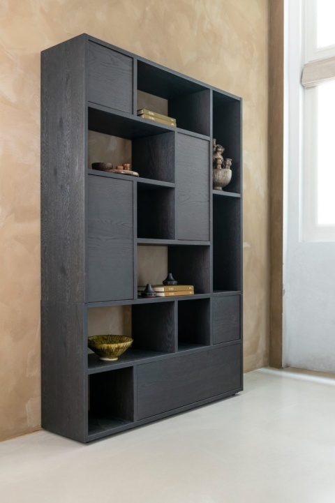 [R] Regał/ parawan LUGANA - Onyx, Fornir Dębowy, 216 cm | Xooon