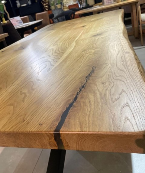 Stół dębowy ROTTERDAM 210 x 100 cm - Lity dąb 5 cm, żywica transparentna