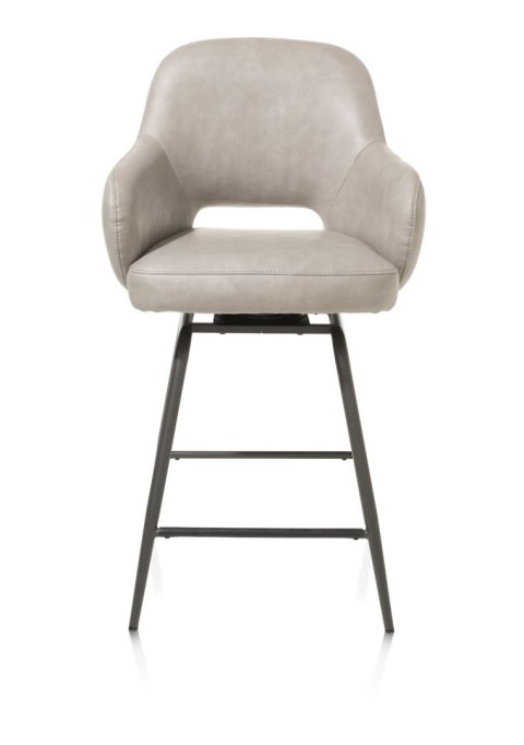 [od ręki] Designerskie Krzesło Barowe NIKOLAS XOOON - Mikrofibra Pala, Kolor Jasnoszary | Obrót 360° z Powrotem